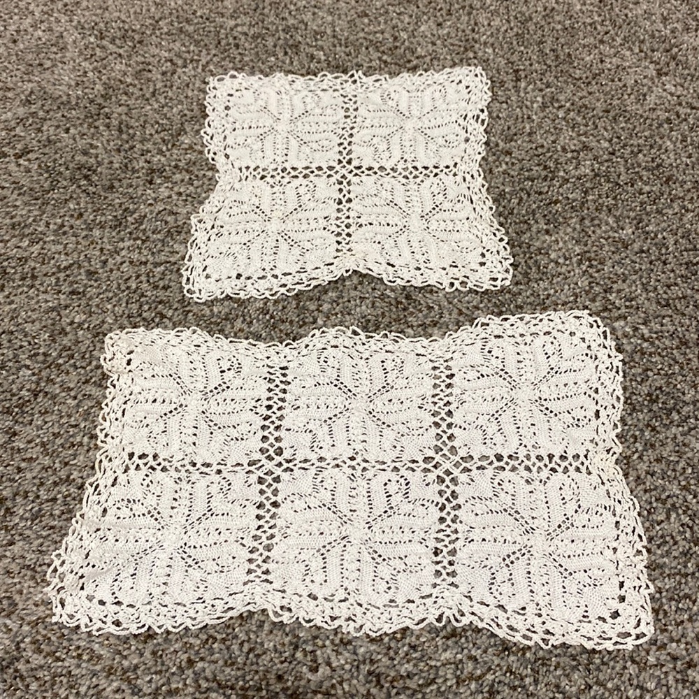 Set Of 2 White Off White Vintage Antique? Crocheted Doilies!
